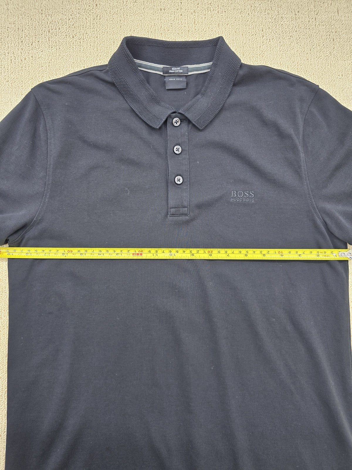 Hugo Boss Slim Fit Navy Polo Shirt M Short Sleeve Pima Cotton Germany