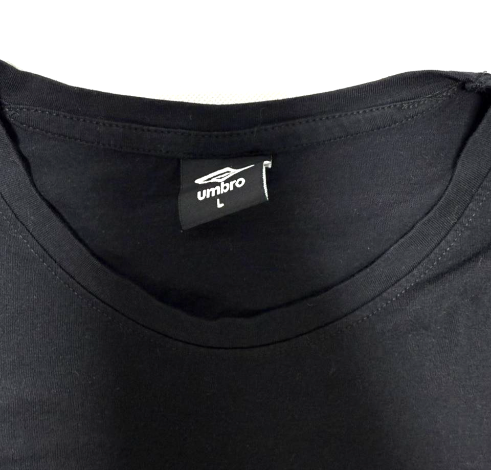 Umbro T-Shirt Black White Red Graphic Logo - Size L