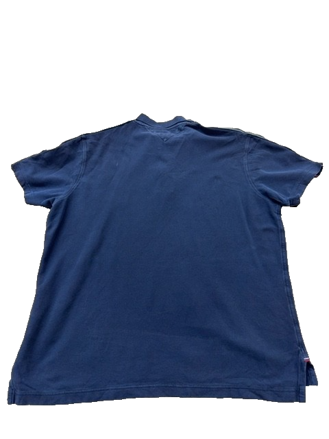Tommy Hilfiger Men's Navy Polo Shirt XL Short Sleeve Red Stripe