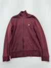 Carhartt Men Burgundy Full Zip Wool Blend Mock Neck Sweater Size M Used