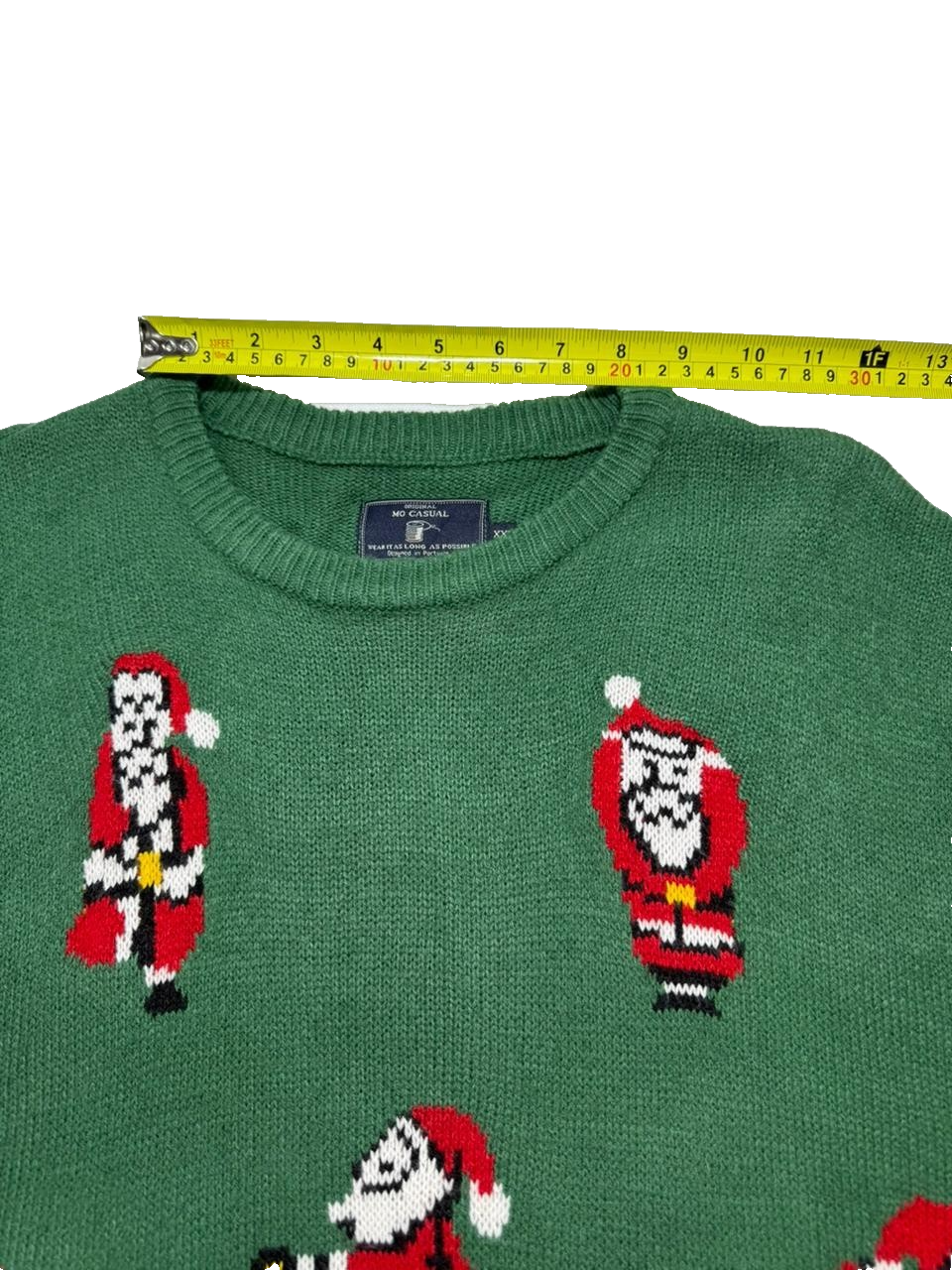 Original Mo Casual Wear Christmas Sweater Green Long Sleeve Pullover Size 2Xl