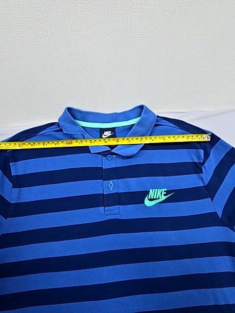 Nike Men's Blue Striped Polo Shirt XL Short Sleeve Cotton