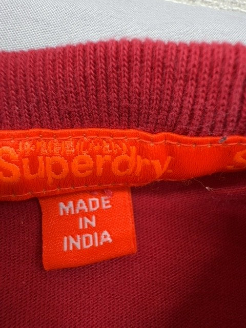Superdry Men's XL Red Short Sleeve T-Shirt Crew Neck Embroidered Logo