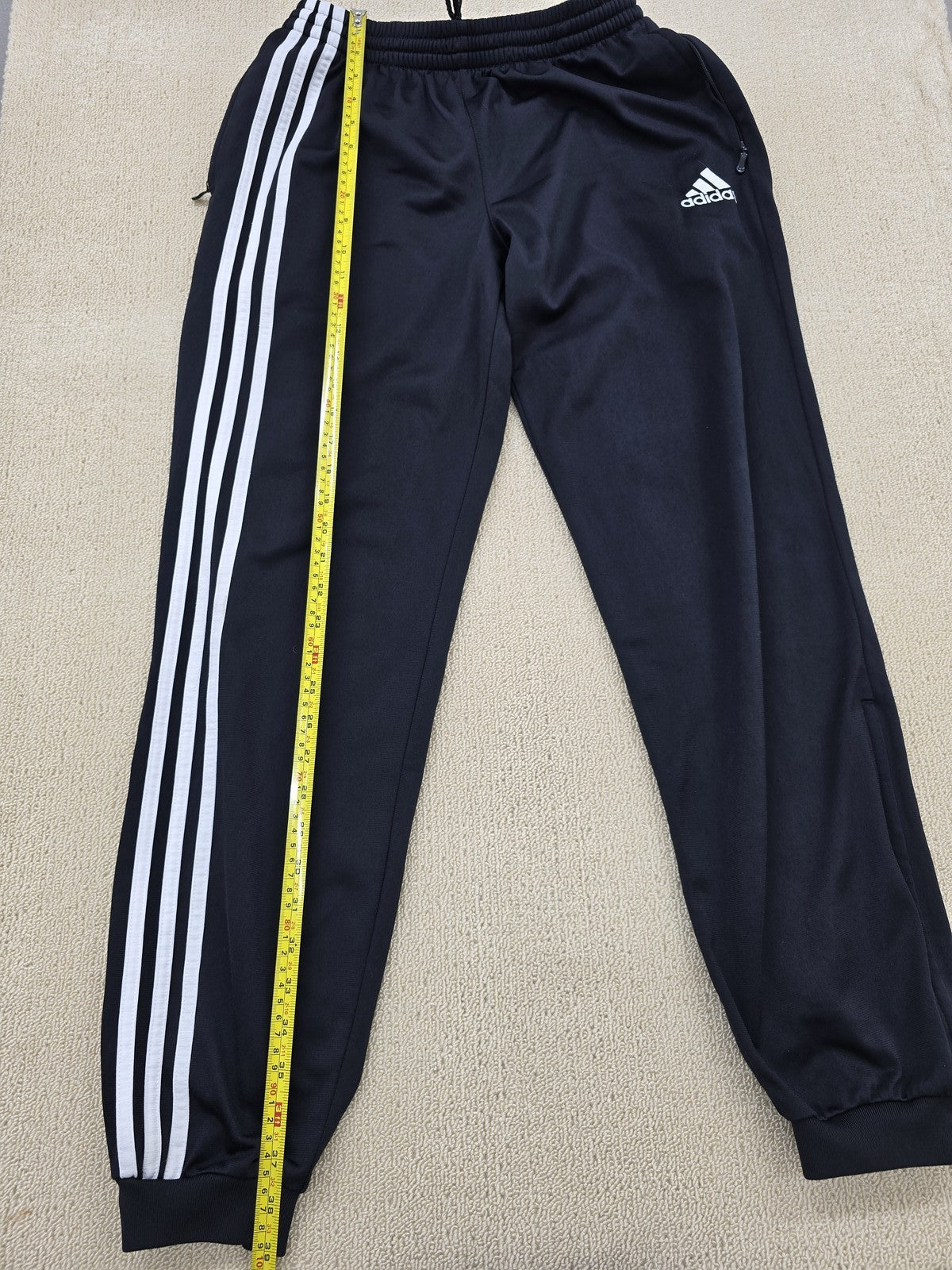 Adidas Men's XL Black Stripe Track Pants Drawstring Polyester