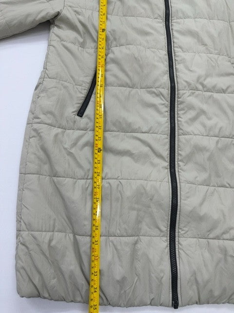 Nike Boys Light Gray Hooded Puffer Jacket Size M Full Zip Quilted Medium Warmth