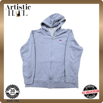 Levi's Unisex L Grey Full Zip Fleece Hoodie Relaxed Fit
