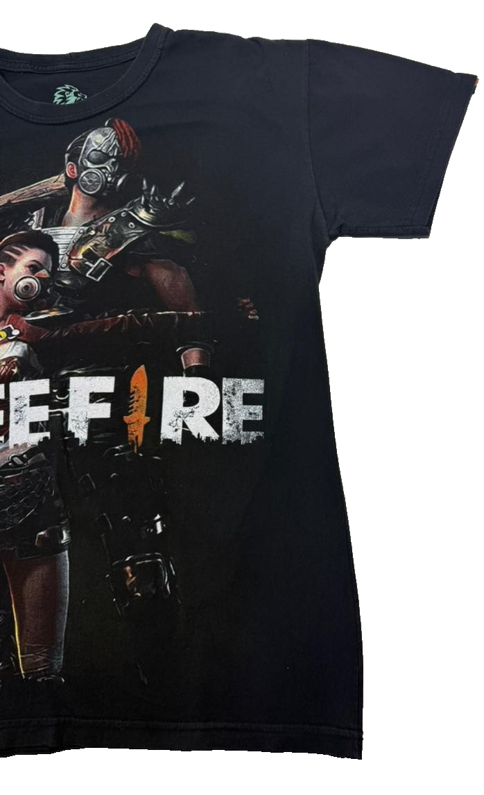 Black Free Fire Graphic Print T-Shirt Unisex - Size S