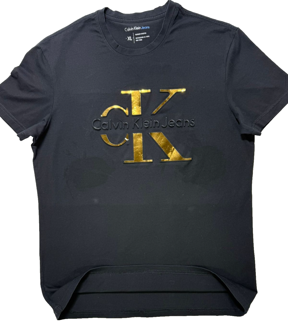 Calvin Klein Men's Metallic Cotton Logo T-Shirt -Black Size XL
