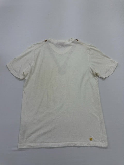 Puma Boys White Sports T-Shirt Size M Crew Neck Jersey Cotton Elastane
