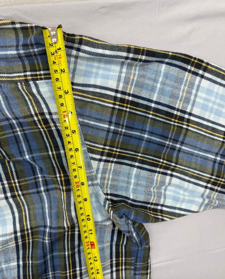 Gap Men's Blue Multi Plaid Flannel Button-Down Shirt XXL Relaxed Fit