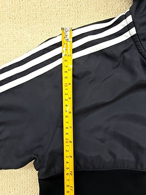 Adidas Originals Black Windbreaker Hooded Jacket Men's S Full Zip 3-Stripes