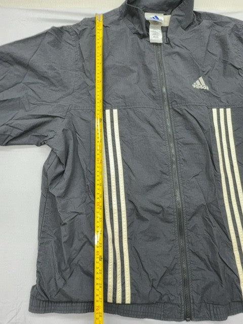 Adidas Unisex Grey Track Jacket Size L Activewear Zipper Nylon