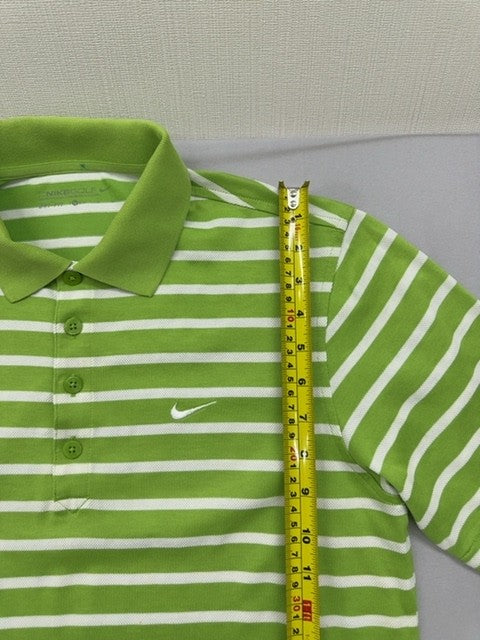 Nike Men's M Green White Dri-FIT Polo Golf Shirt Short Sleeve Stripe