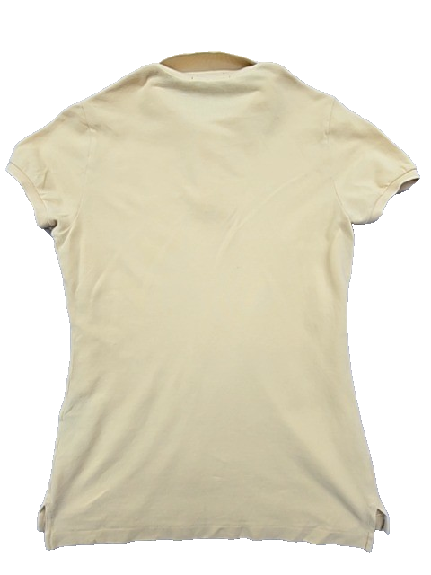 RALPH LAUREN Women's Beige Skinny Polo Shirt Size M Cotton Embroidered Pony