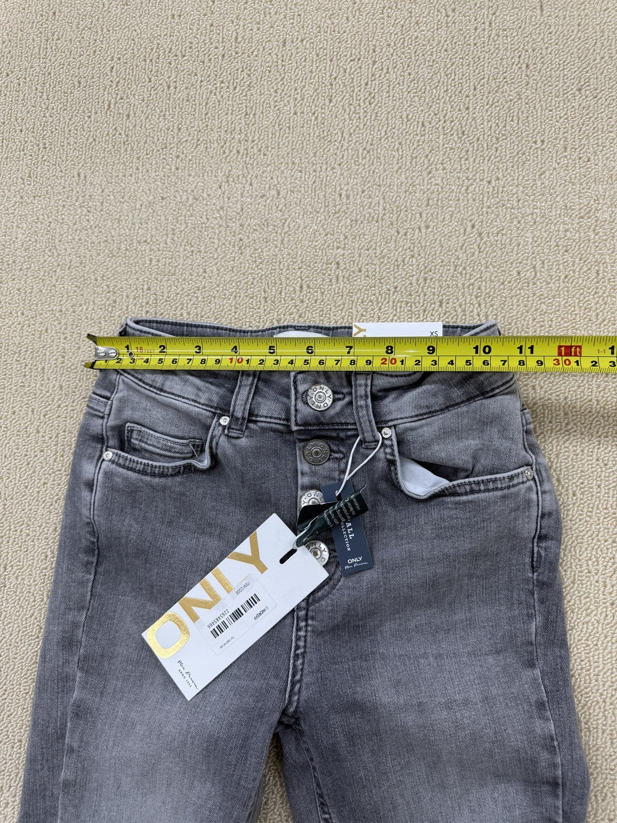 Only Women's XS Skinny High Waist Gray Denim Jeans Button Closure