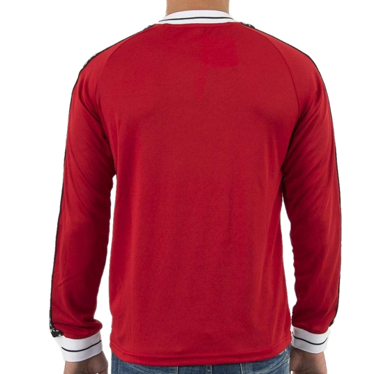 Kappa Men's Red Banda Long Sleeve Shirt White Logo Taped Sleeves Stars Size M