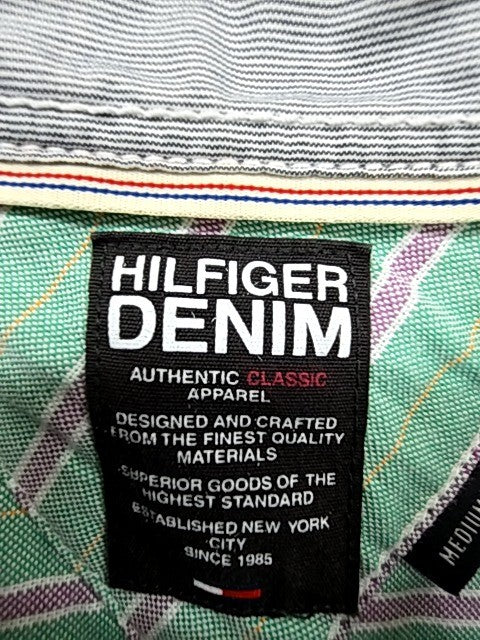 Tommy Hilfiger Denim Men's Medium Teal Stripe Long Sleeve Shirt