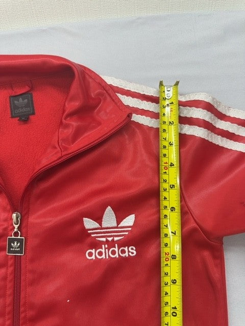 Adidas Red Track Jacket Men's M Full Zip 3-Stripes Long Sleeve