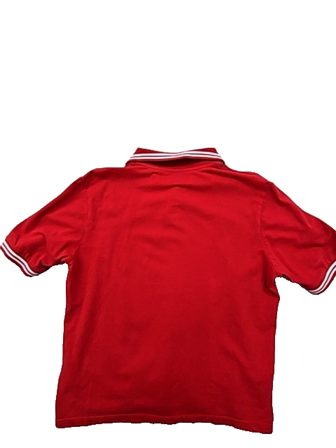 Kappa Men's Large Red Cotton Polo Short Sleeve Collared White Piping