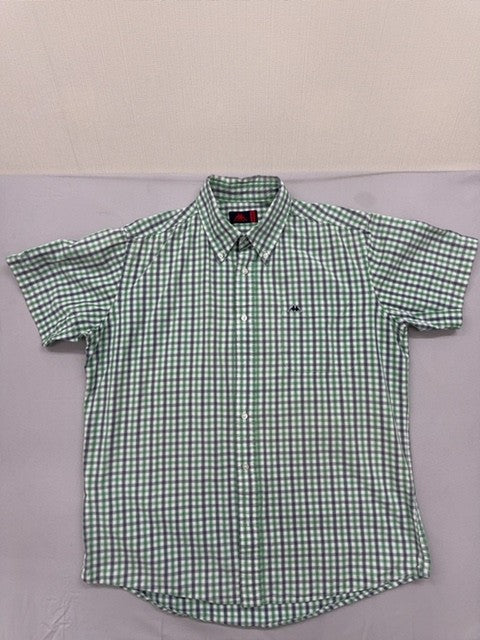 Robe di Kappa Men's Green Plaid Short Sleeve Button-Down M Cotton