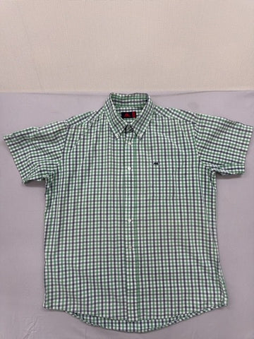Robe di Kappa Men's Green Plaid Short Sleeve Button-Down M Cotton