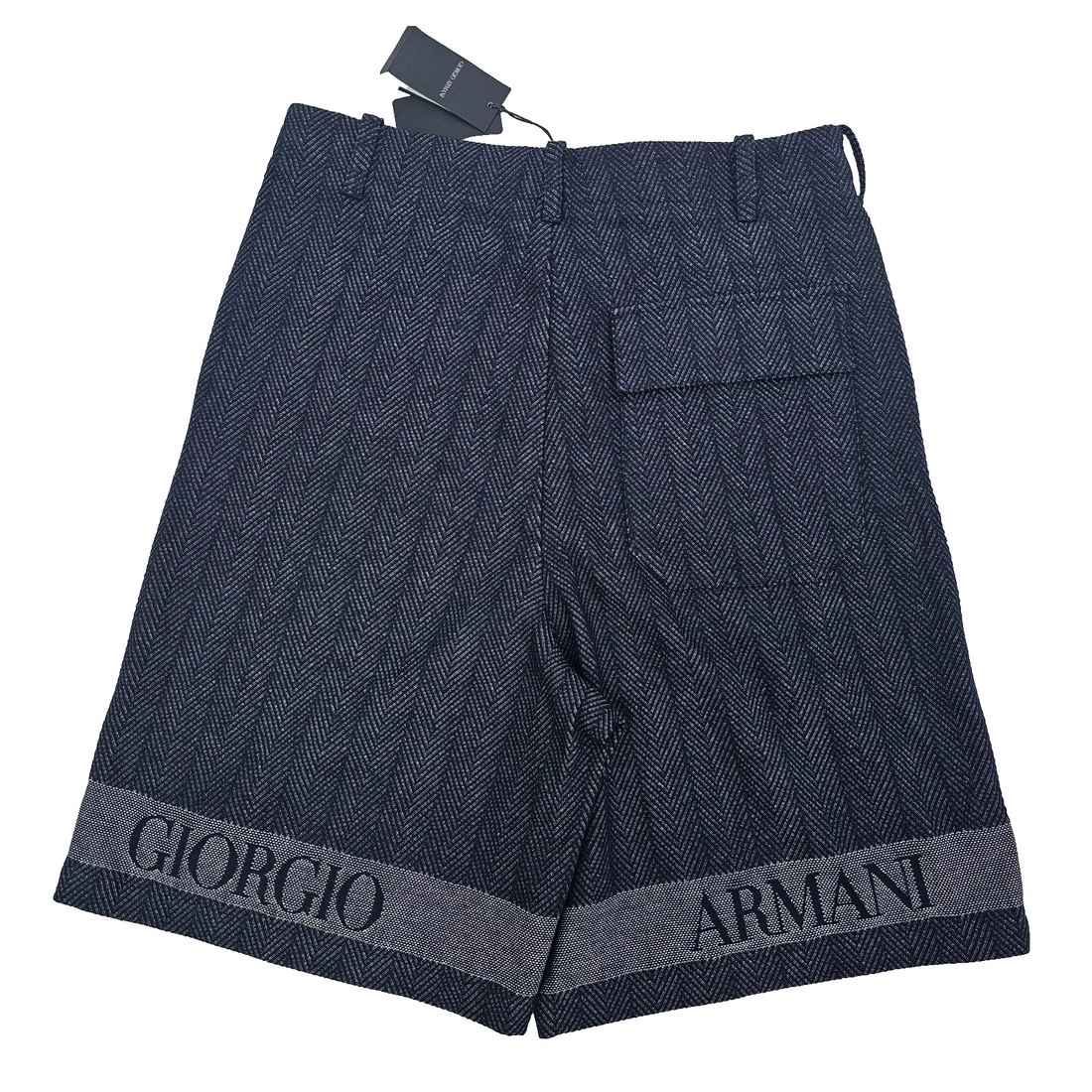 Giorgio Armani Cotton Bermuda Logo Shorts In Jacquard Navy 50 BNWT