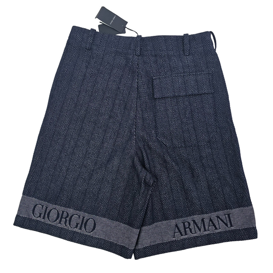 Giorgio Armani Unisex Navy Shorts, Logo, Cotton – Ref 8EF43