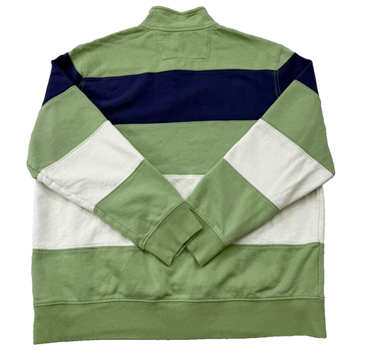 Chaps Men's Green Multi Stripe Full Zip Fleece Hoodie XL