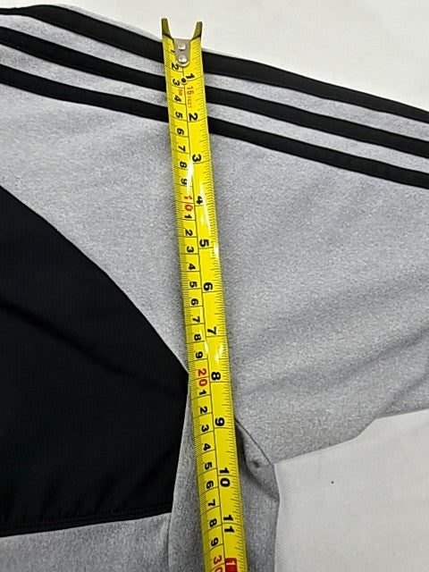 Adidas Men's Grey/Black 3-Stripes Zip Hoodie Large