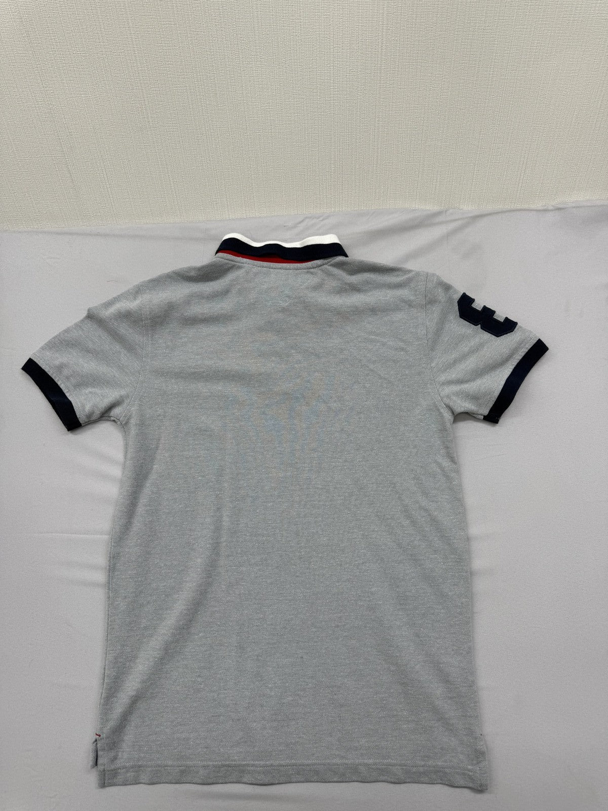 Tommy Hilfiger Men's Gray Short Sleeve Polo L Contrast Collar Embroidered