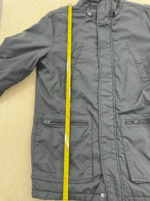 Tommy Hilfiger Denim Men's Grey Jacket L Red Flag Zipper Stand Up