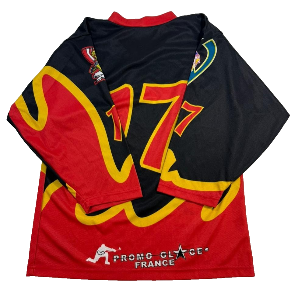 Vintage Pro Stars Black Red Yellow Dragon Hockey Jersey Societe Generale Men'S L