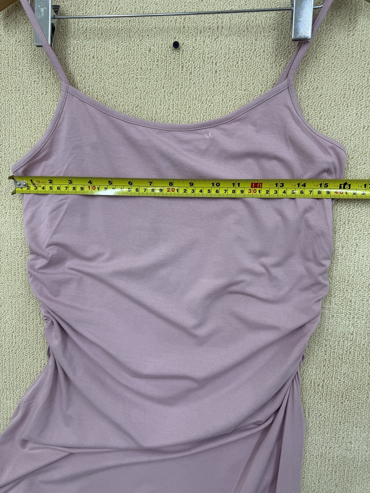 Bebe Pink Bodycon Ruched Midi Dress XL Sleeveless
