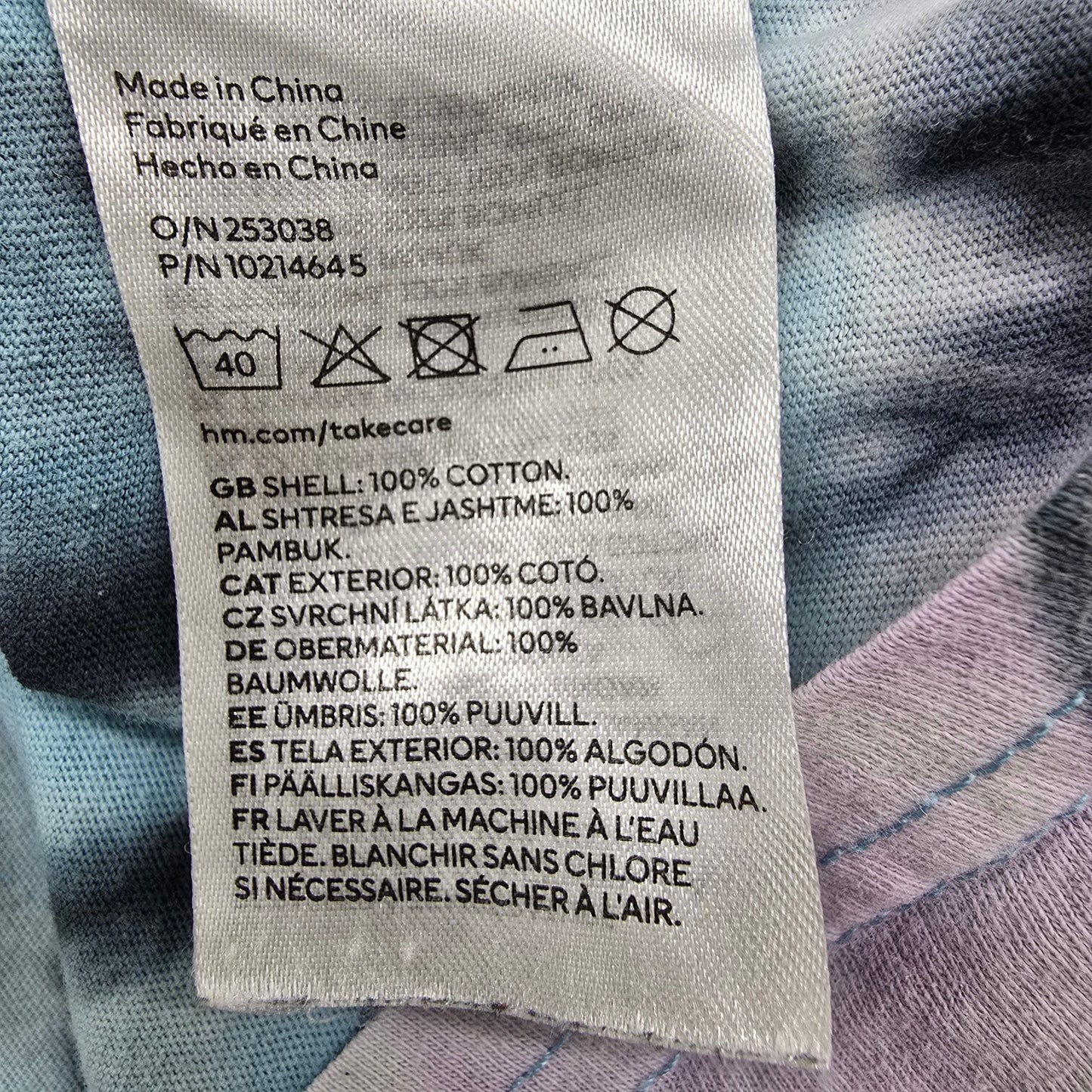 H&M Kids Tie-Dye Spiral T-Shirt Blue Pink Black Size 16/18