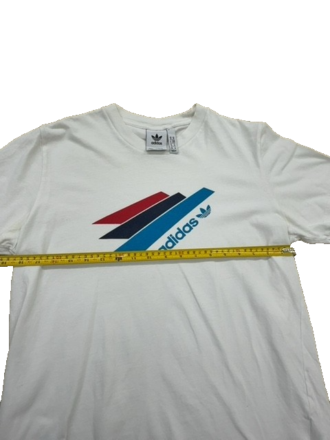 Adidas Unisex White Striped Short Sleeve T-Shirt Size M Originals