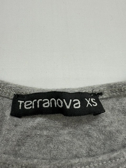 Terranova Girls Gray Crop Tank Top XS Striped Text Band Jersey Casual BNWT