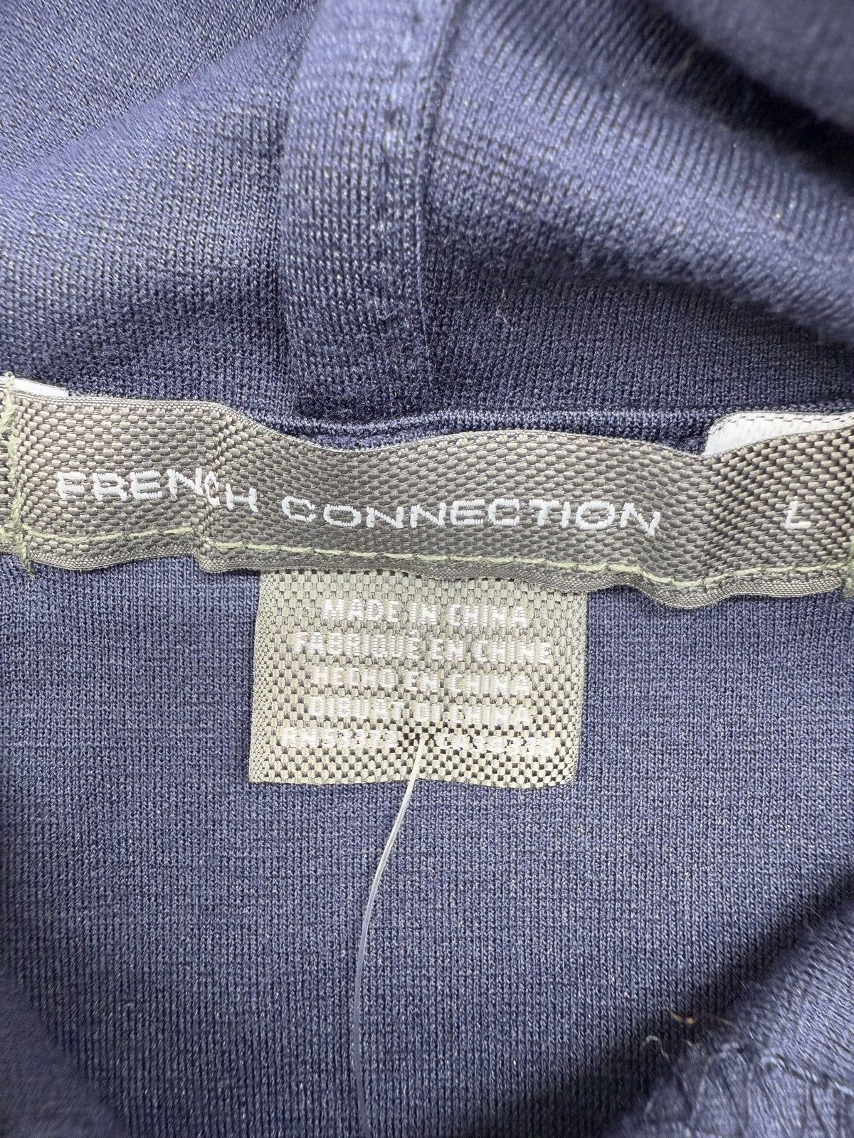French Connection Navy Viscose Hoodie L Long Sleeve Unisex