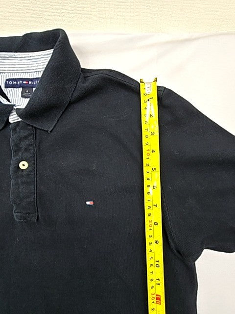 Tommy Hilfiger Men's Black Polo Shirt Size S Short Sleeve Cotton Logo