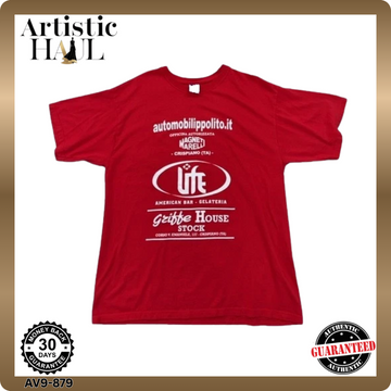 Russell Men's L Red Printed Short Sleeve Crew Neck T-Shirt ZT150 2013