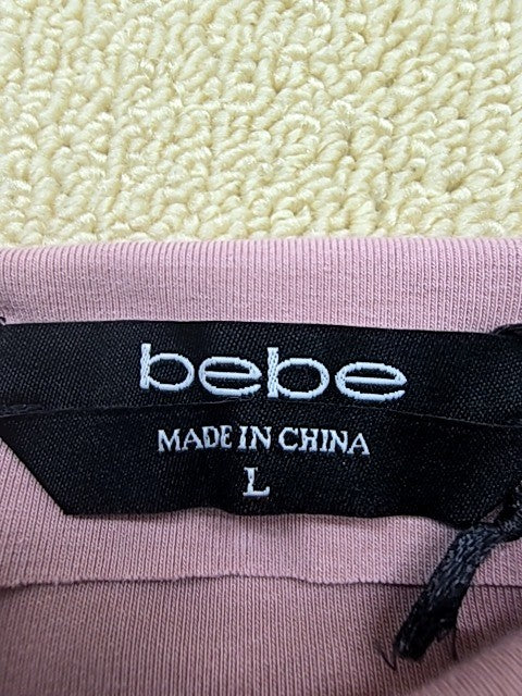 Bebe Purple Midi Cocktail Dress L Sleeveless Mock Neck Strappy
