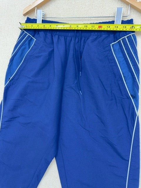 Adidas Men's Blue Track Pants Size 5 Drawcord Zip Pockets Tapered