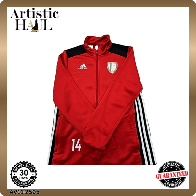 Adidas Men's Red Track Jacket Full Zip Soccer Size L