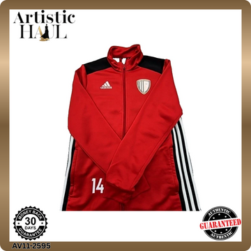 Adidas Men's Red Track Jacket Full Zip Soccer Size L