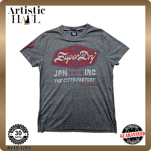 Superdry Japanese Theme Men's T-Shirt Grey Marl L Relaxed Fit