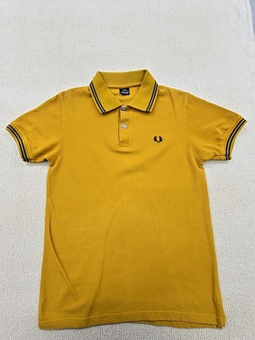 Fred Perry Twin Tipped Yellow Cotton Polo Shirt M Regular England