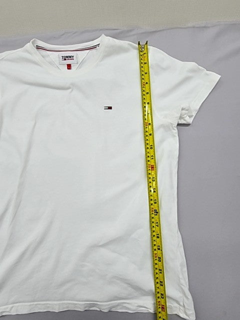 Tommy Jeans Men's White T-Shirt Size L Regular Fit Cotton