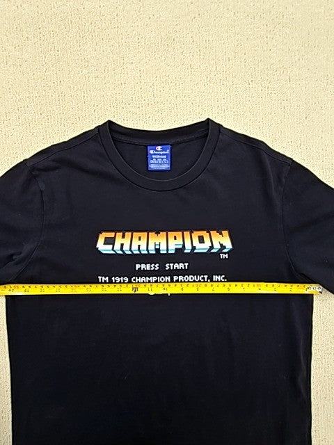 Champion Black T-Shirt Medium Short Sleeve Crewneck 100% Cotton