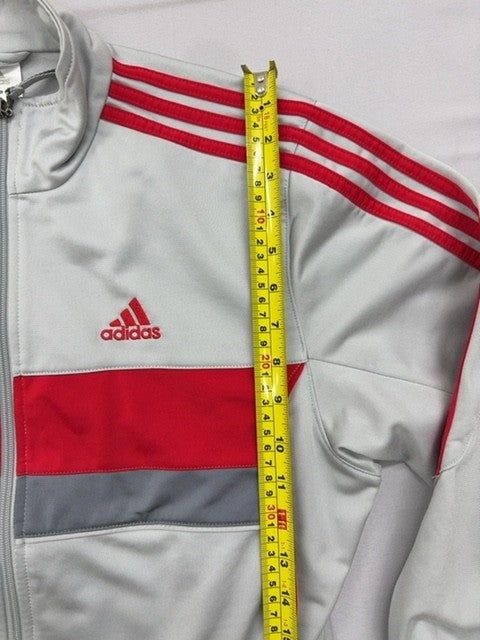 Adidas White Track Jacket Full Zip 3-Stripes Size D Polyester