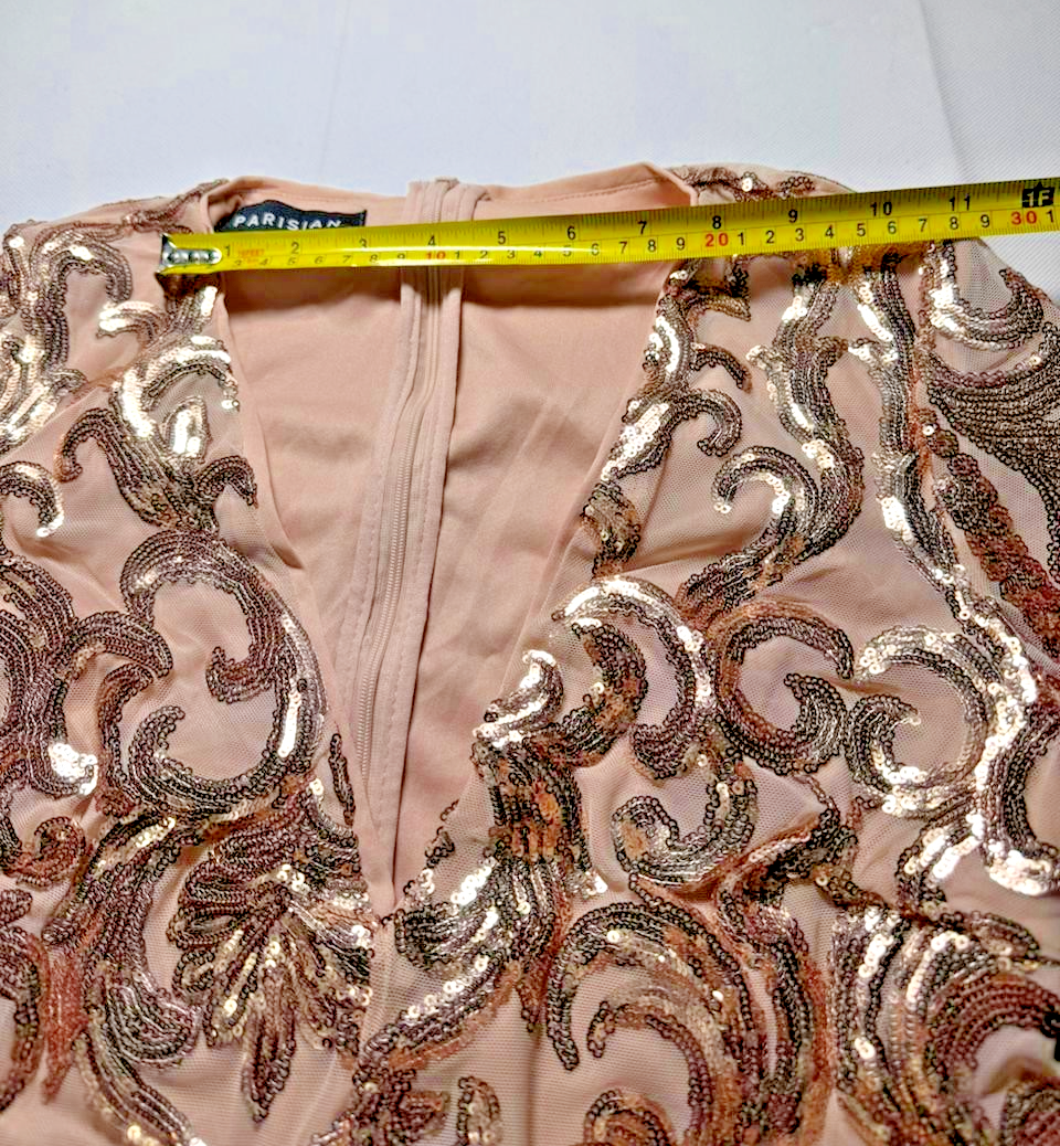 Parisian Rose Gold Sequin Dress - Size 8