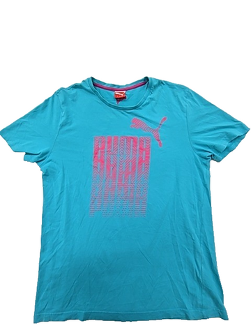 PUMA Men's L Turquoise Barcode Short Sleeve Sportlifestyle T-Shirt